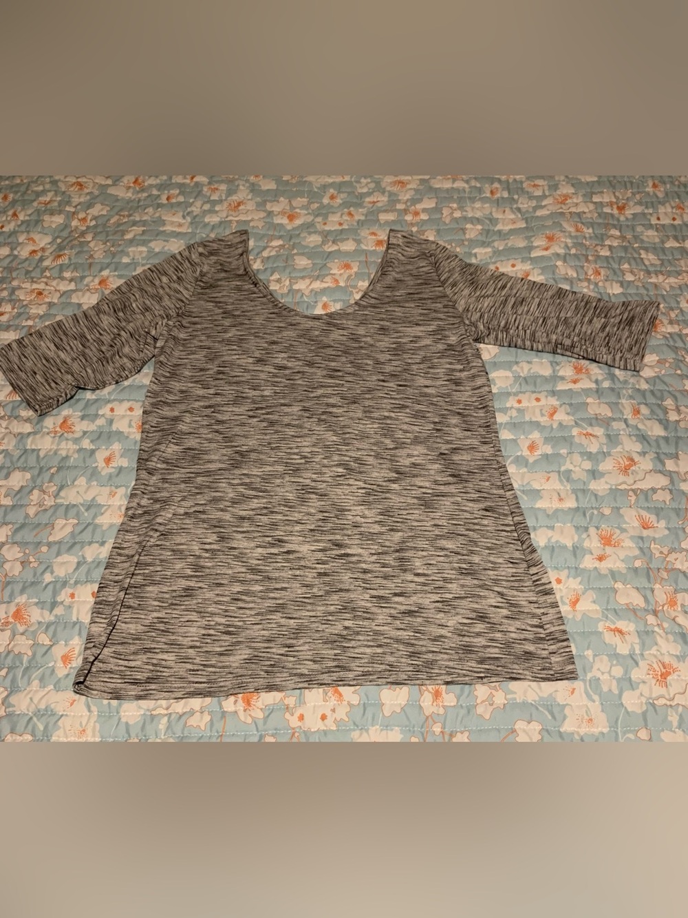 Gray Space-Dye Scoop Neck Tunic Top